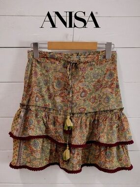 ANISA – Silk• Multicolor Ruffle Skirt M/L